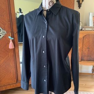 Banana Republic Black Stretch Button Down Blouse